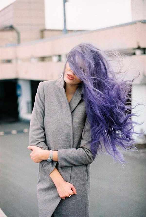 Окрашивание волос в серо фиолетовый цвет длинные волосы