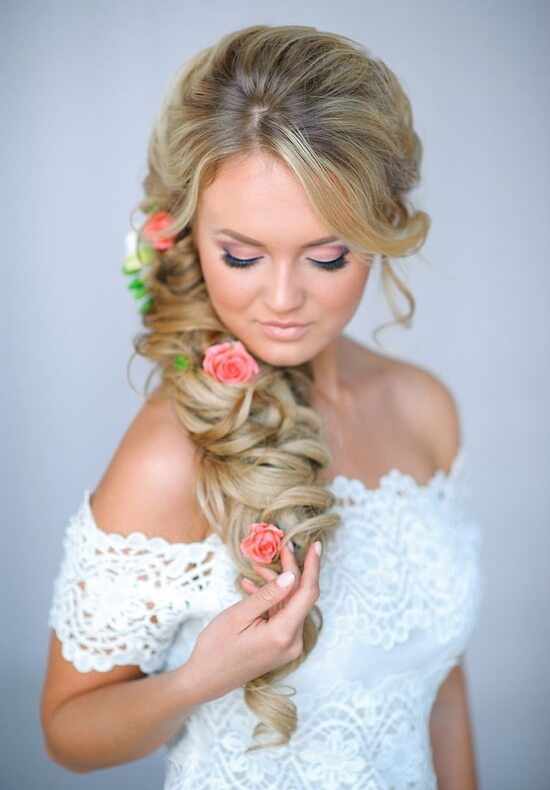 причёска для невесты на длинные волосы фото