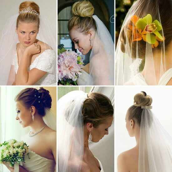 прическа для невесты на средние волосы фото