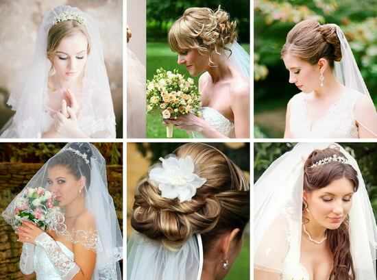 прическа для невесты на средние волосы фото