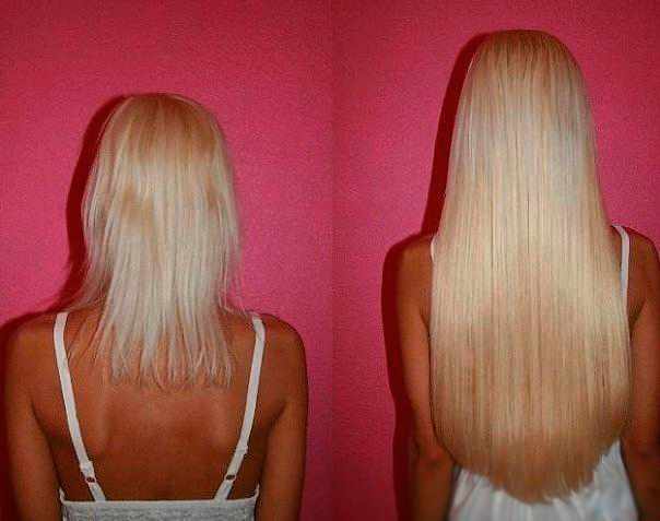 наращивание волос, до и после